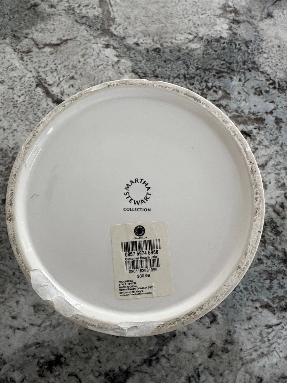 Martha Stewart White Ceramic Ribbed Waste Basket
